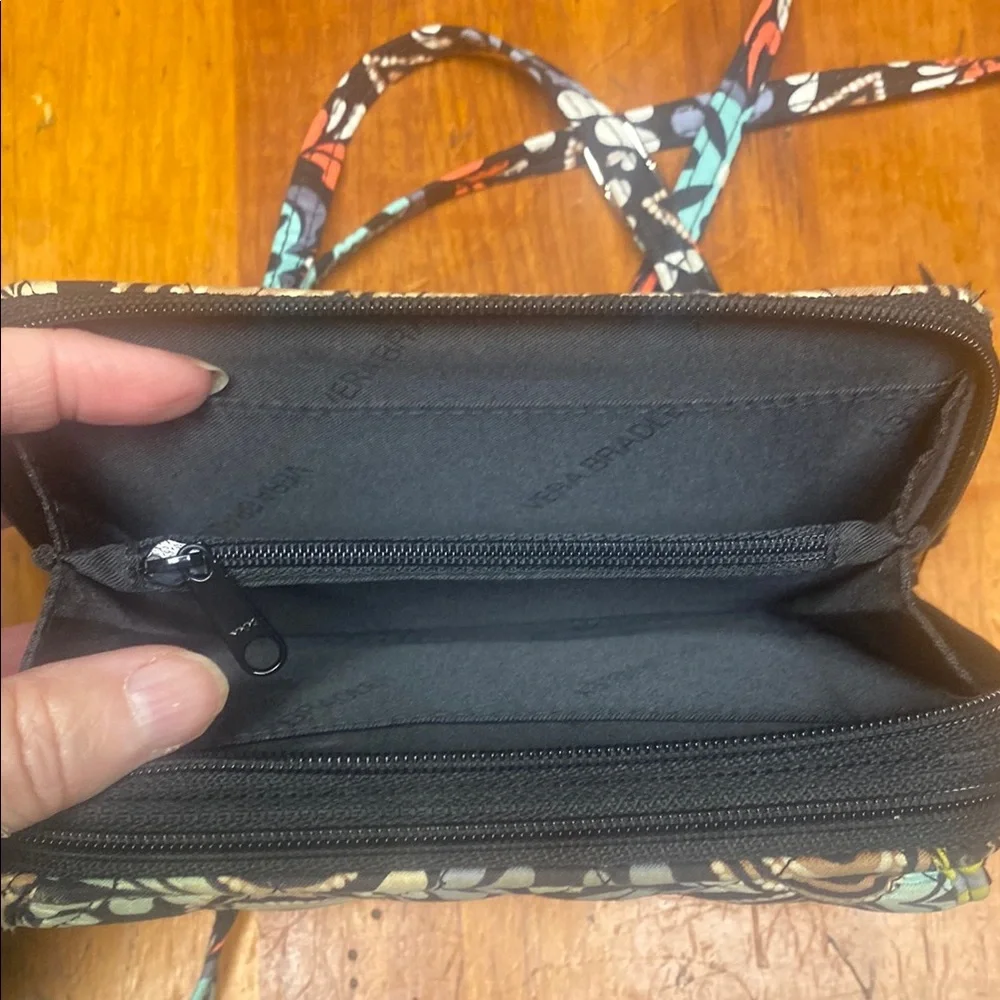 Vera Bradley Brown and Cream Crossbody Bag with Quilted Design